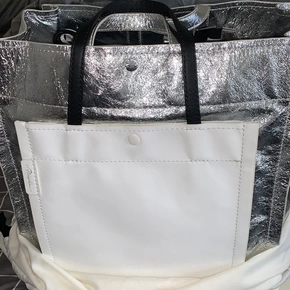 3.1 Phillip LIM Metallic Leather Accordion Tote - Picture 3 of 14